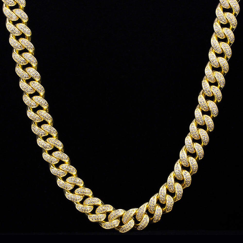 12MM Gold Moissanite Diamond Cuban Link