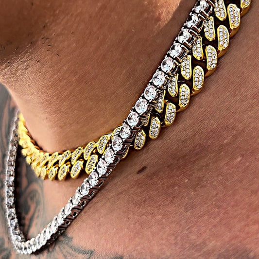 12MM Gold Moissanite Diamond Cuban Link