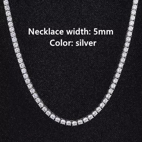 5MM Silver Moissanite Diamond Tennis Chain